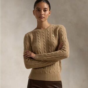 Polo Ralph Lauren camel / beige cable knit sweater. Size medium